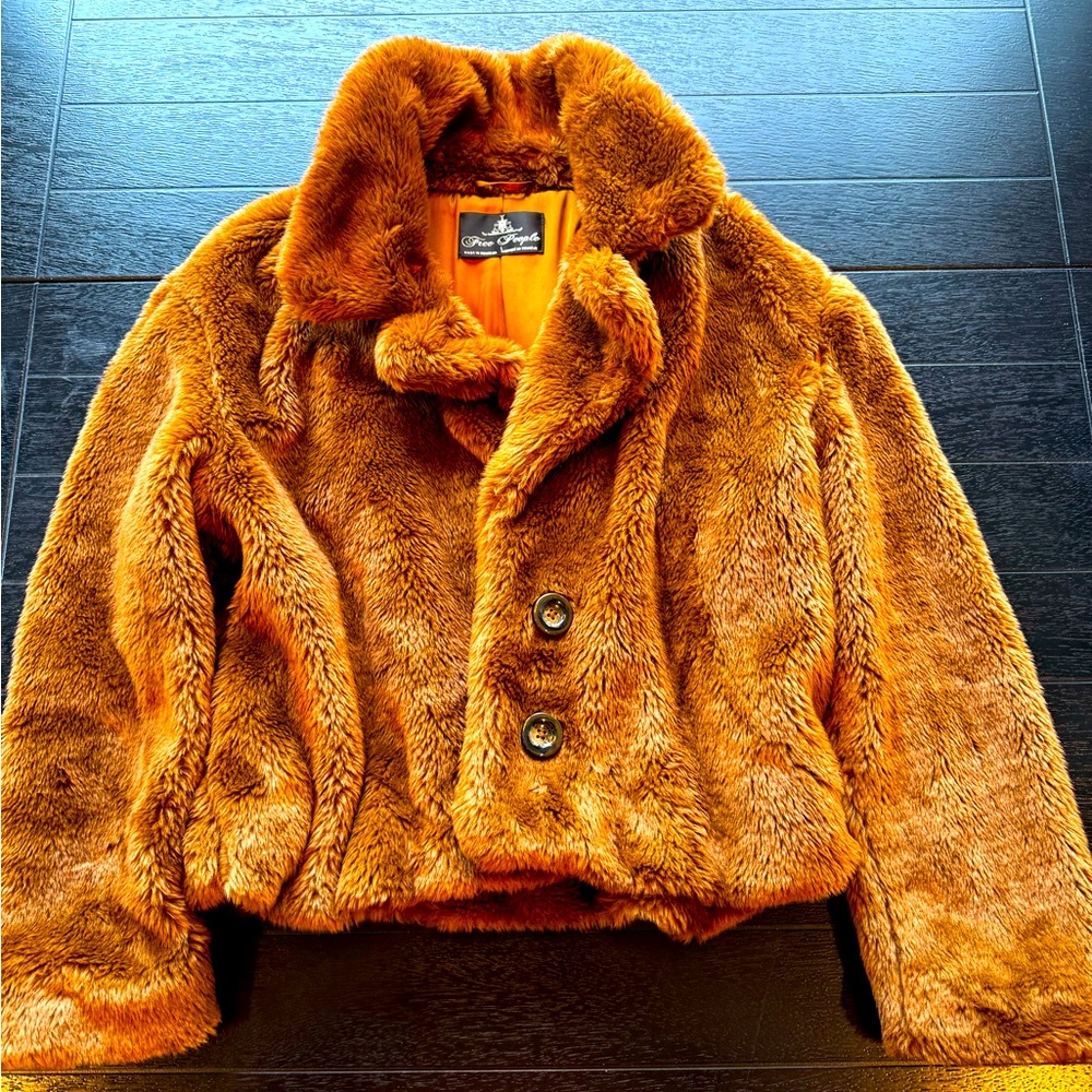 Free People women’s coat size large brown furry